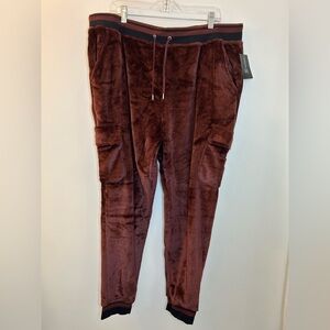 Plush Brown Velour Track Pants - XL
